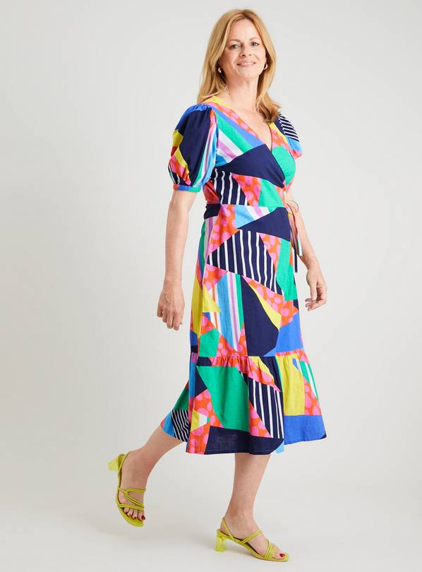 Bold Abstract Print Midi Tea Dress 12